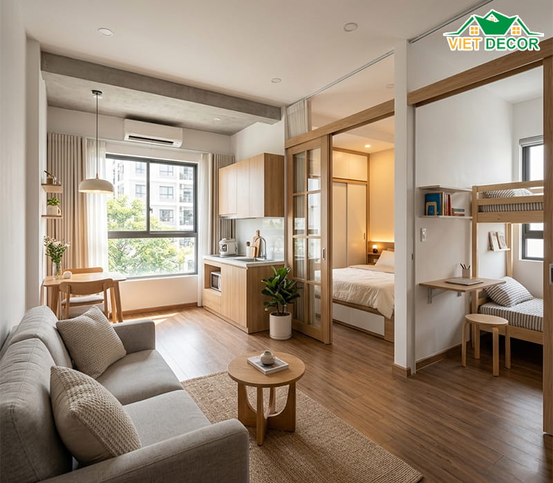 Giải pháp thiết kế 2 phòng ngủ cho diện tích 45m2