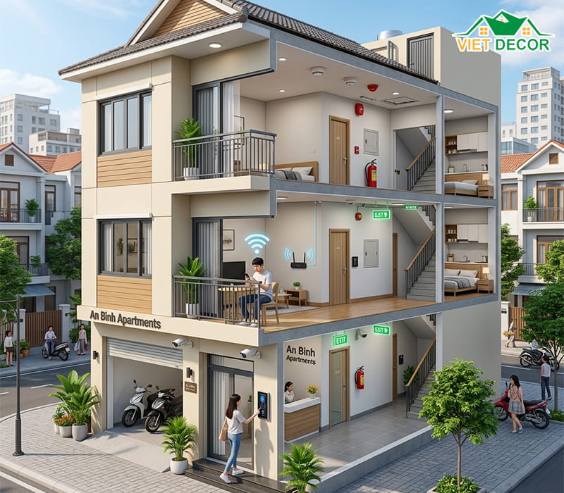Lưu ý quan trọng khi triển khai thiết kế căn hộ cho thuê 3 tầng