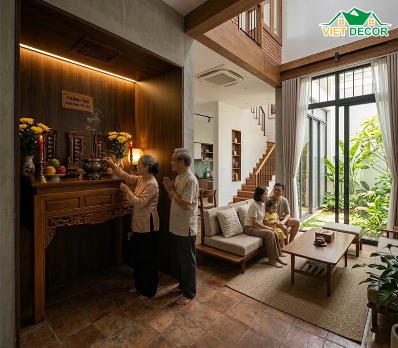 Tại sao xu hướng thiết kế nhà 2 tầng có phòng thờ tầng 1 ngày càng phổ biến?