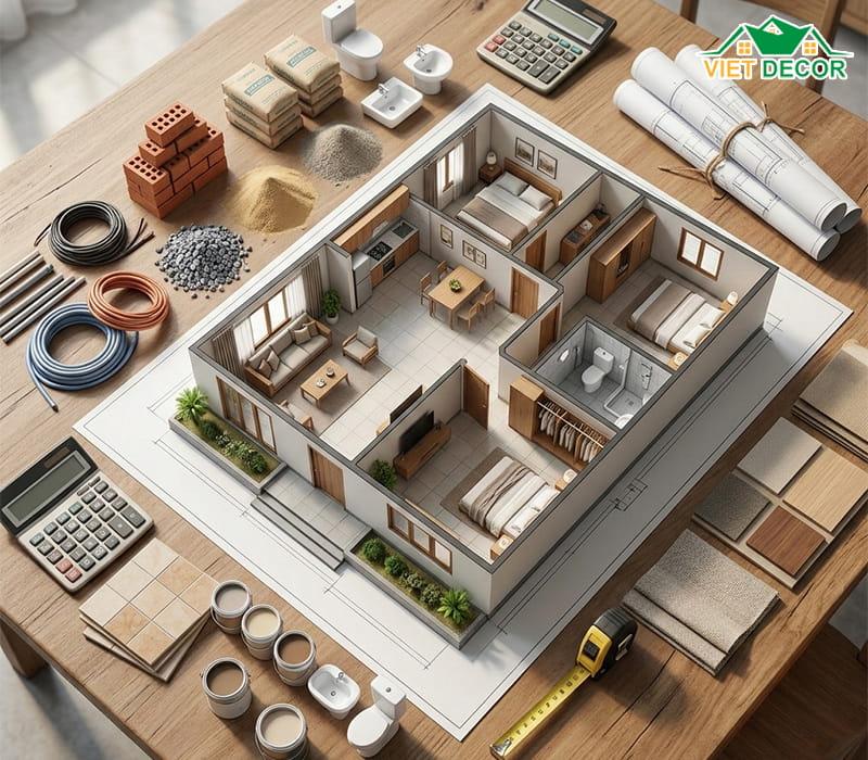 Bảng dự toán chi phí xây dựng nhà cấp 4 3 phòng ngủ chi tiết