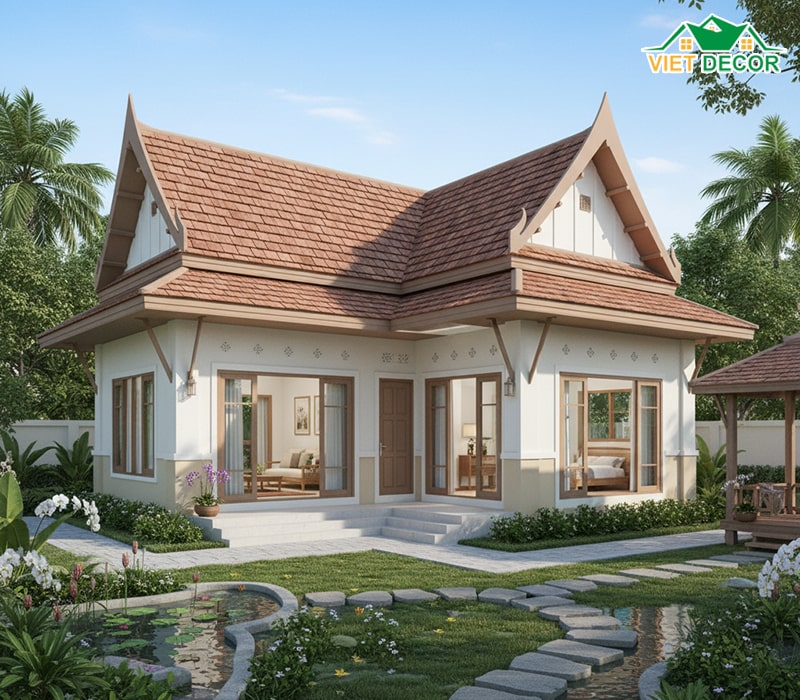 Mẫu nhà cấp 4 6x15m 2 phòng ngủ mái Thái