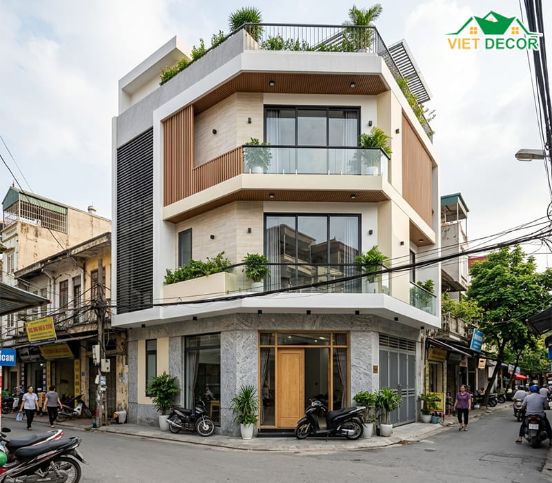 Lựa chọn màu sắc và vật liệu ngoại thất
