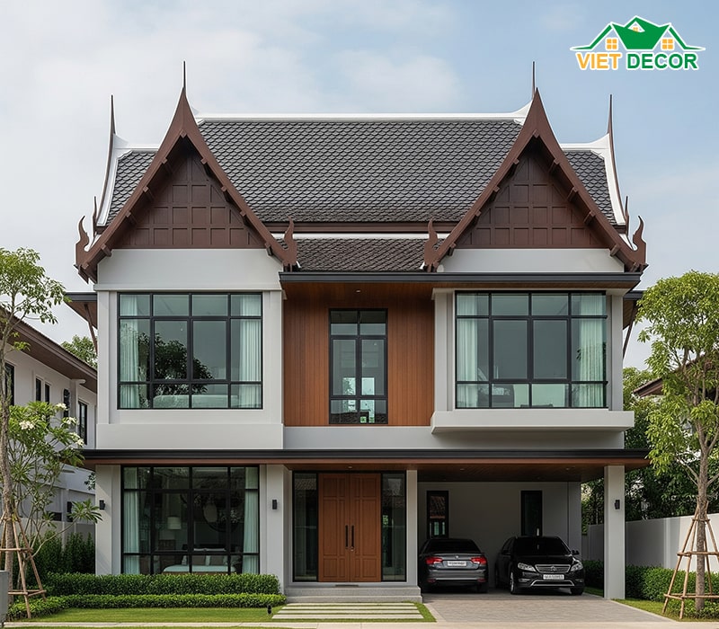 Nhà ống 2 tầng 3 phòng ngủ 1 phòng thờ mái thái