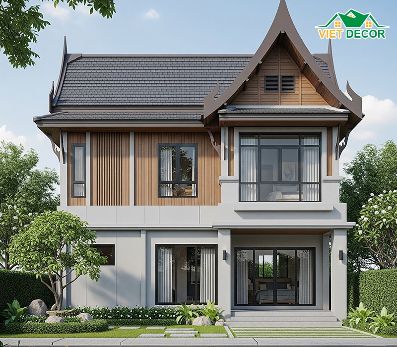 Nhà ống 2 tầng 3 phòng ngủ 1 phòng thờ mái thái