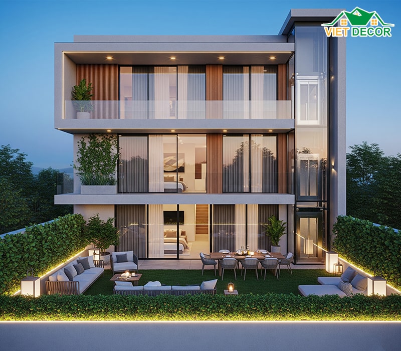Nhà phố có sân vườn trên mái