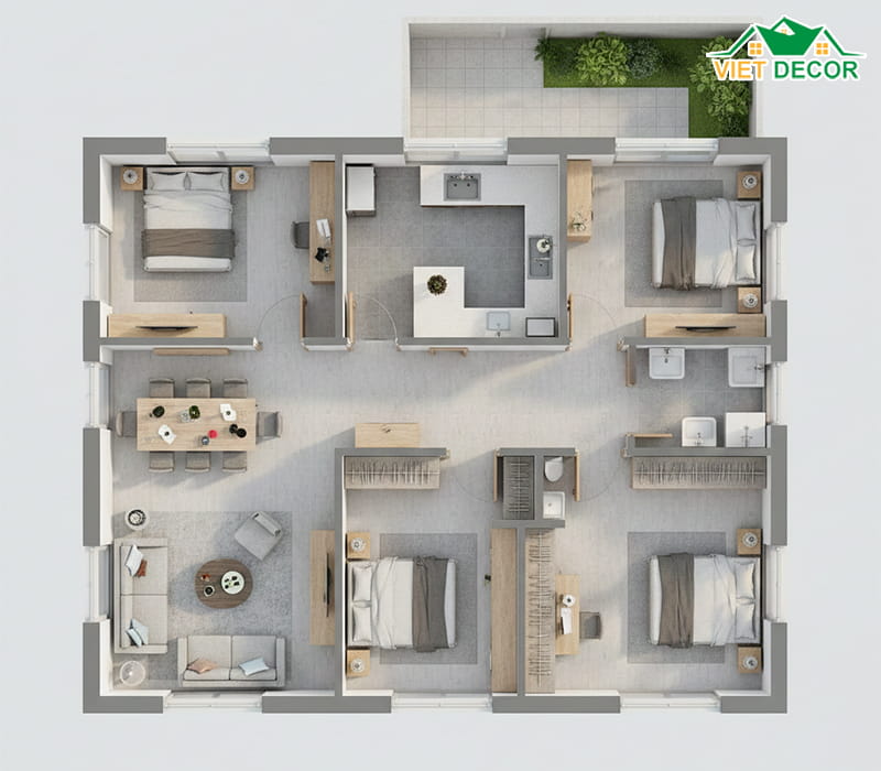 Cách phân bổ 3 phòng ngủ hợp lý