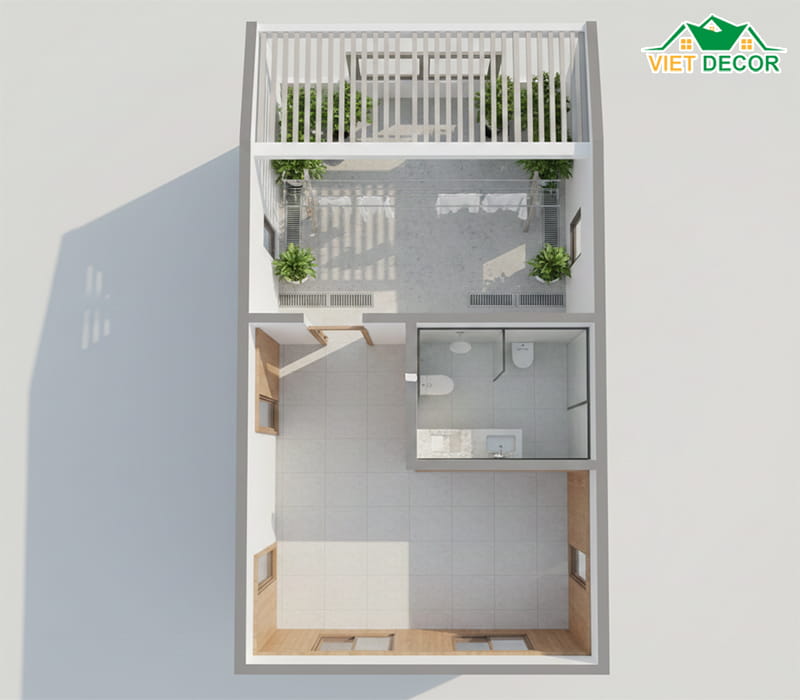 Khu vực công trình phụ và sân phơi