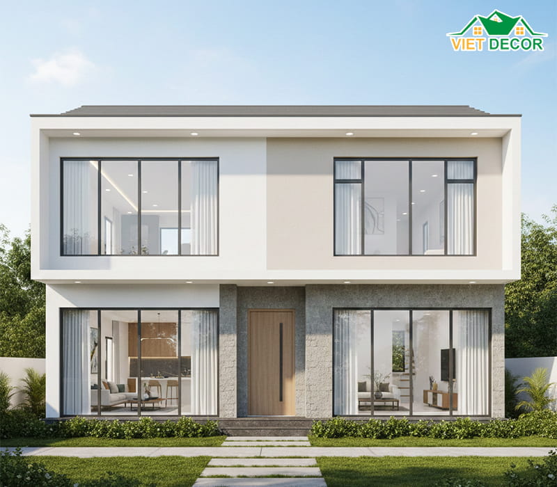 Phong cách hiện đại (Modern Style) với mái bằng trẻ trung