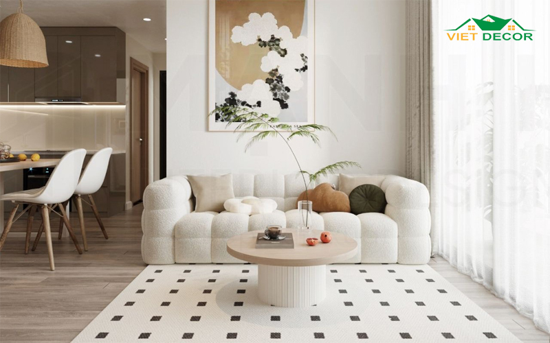 Mẫu phòng khách với ghế sofa băng hiện đại