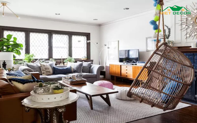 Mẫu trang trí phòng khách nhỏ 15m2 kết hợp nhiều màu sắc hài hoà