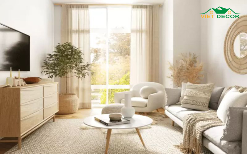 Phòng khách nhỏ 15m2 tối giản, sang trọng