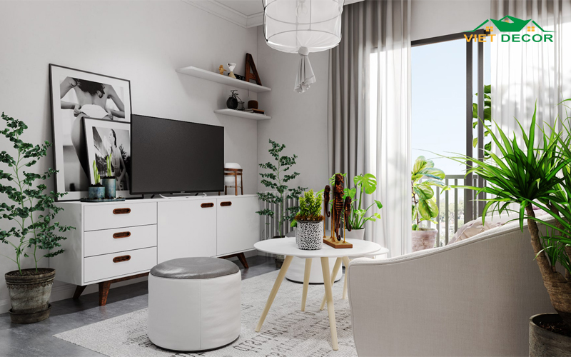 Phòng khách nhỏ 15m2 thiết kế không gian mở