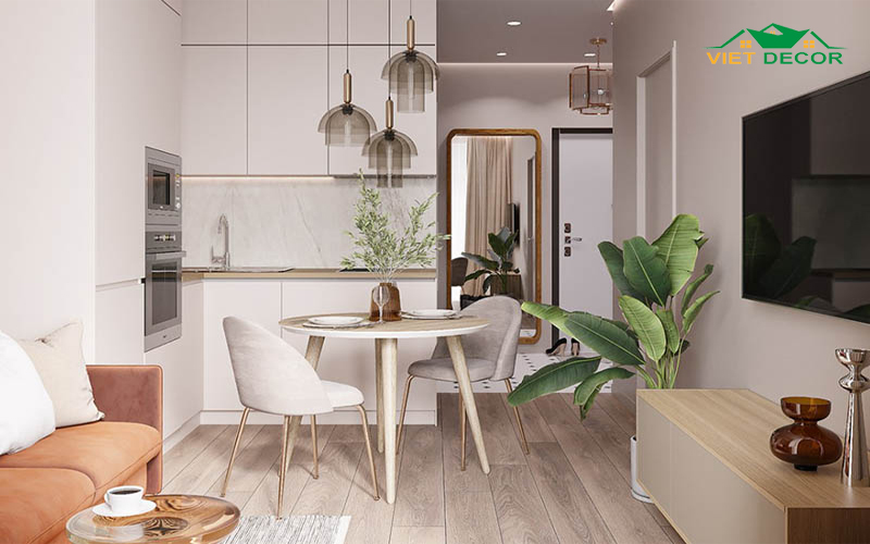 Trang trí phòng khách nhỏ 15m2 kết hợp với cây xanh
