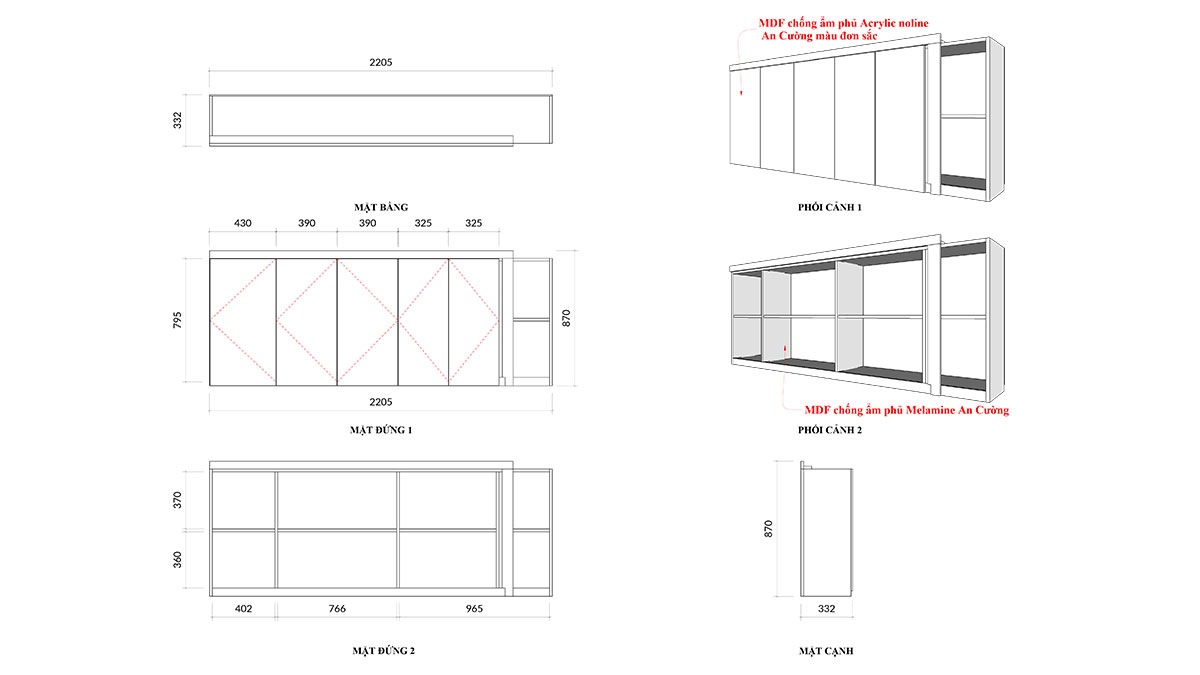 Tủ bếp hiện đại chữ L, gỗ công nghiệp MDF chống ẩm phủ acrylic An Cường