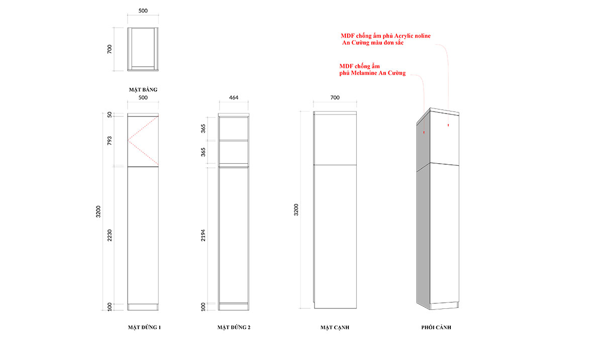 Tủ bếp hiện đại chữ L, gỗ công nghiệp MDF chống ẩm phủ acrylic An Cường