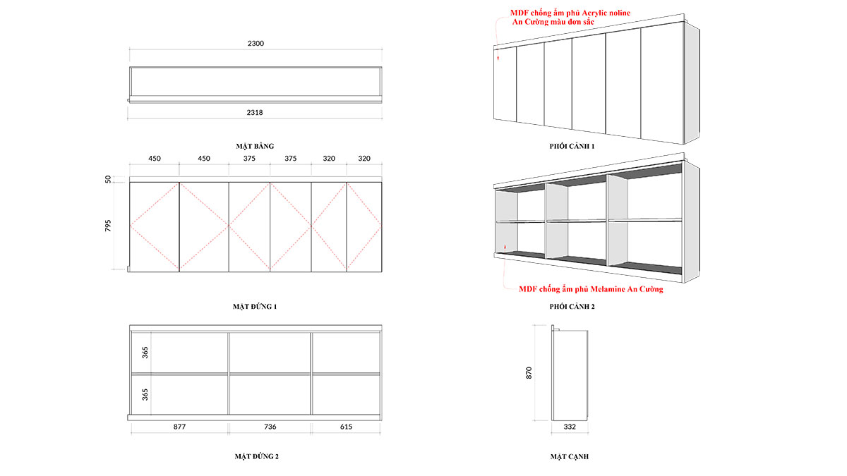 Tủ bếp hiện đại chữ L, gỗ công nghiệp MDF chống ẩm phủ acrylic An Cường