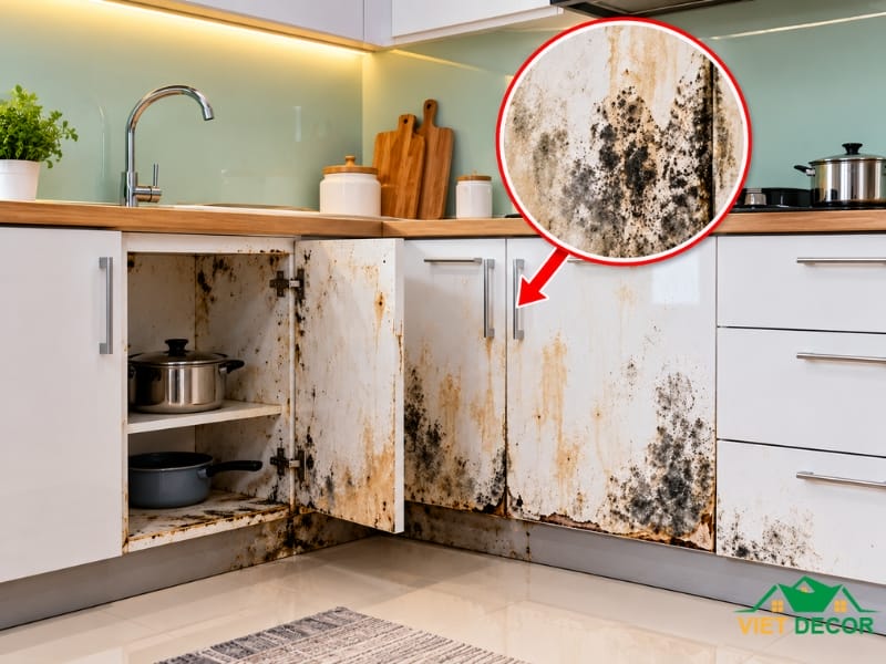 Tủ bếp bị ẩm mốc