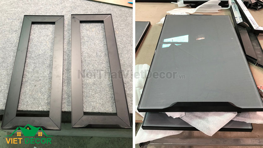 Viền nhôm và cánh sau khi lắp kính