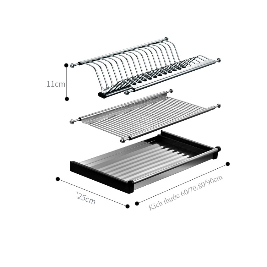 Giá bát đĩa cố định 2 tầng chữ V Inoxen BV60/70/80/90