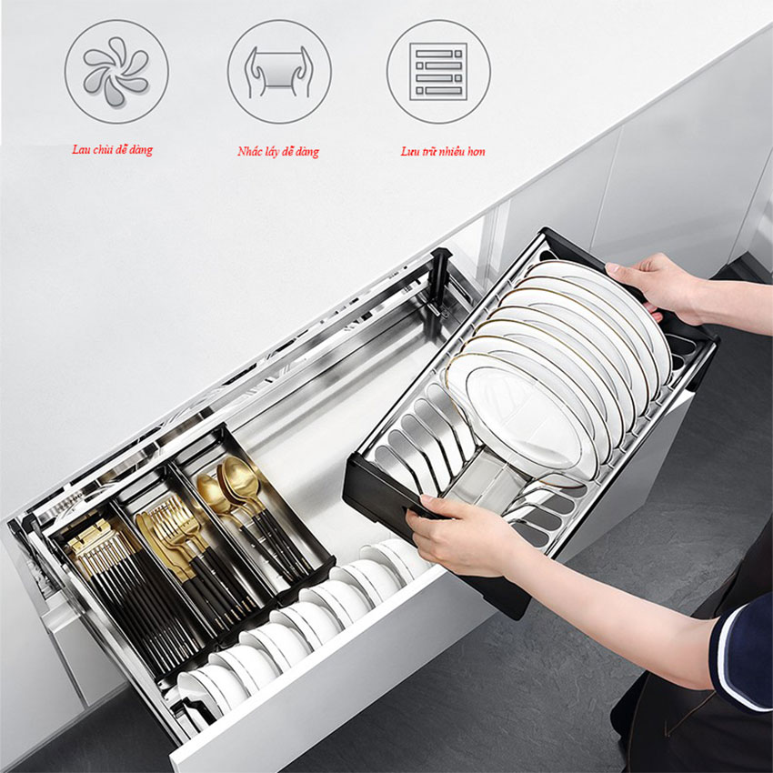 Giá bát đĩa, thìa dĩa đũa inox hộp Inoxen BH71/91