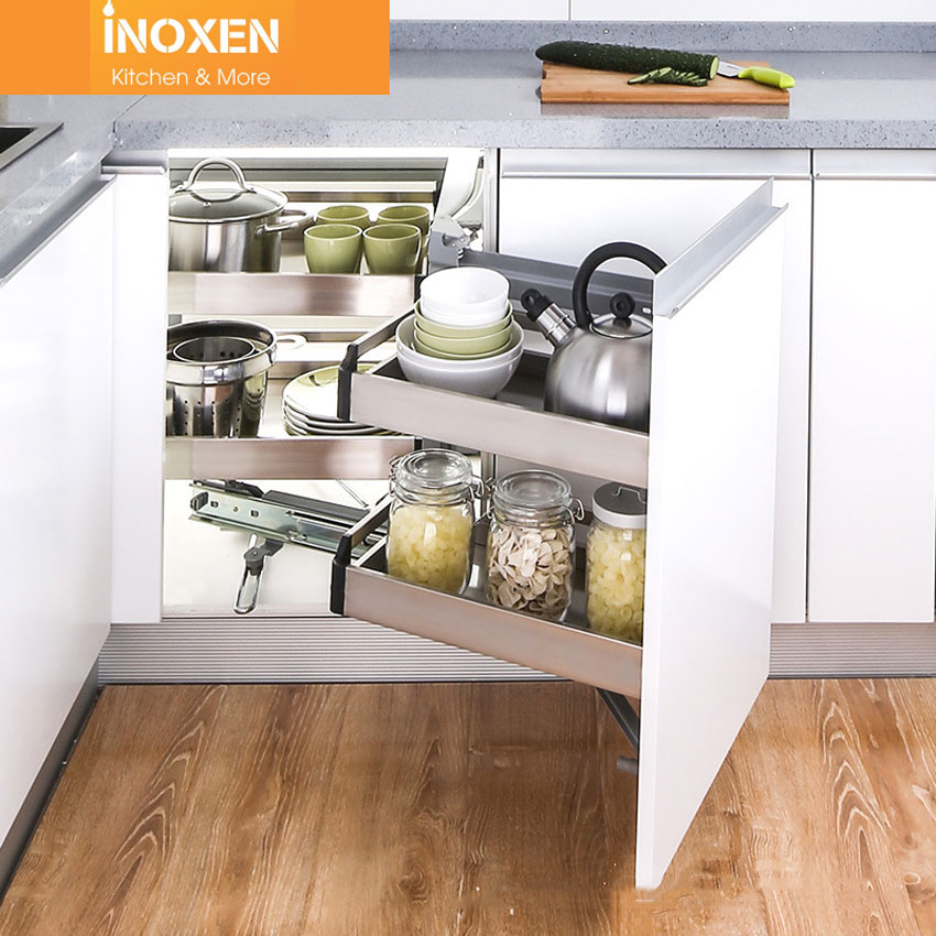 Kệ góc liên hoàn inox hộp Inoxen KGH-90L/R