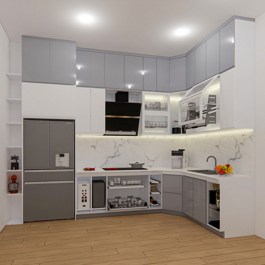 Tủ bếp hiện đại chữ L dài 5.3 mét