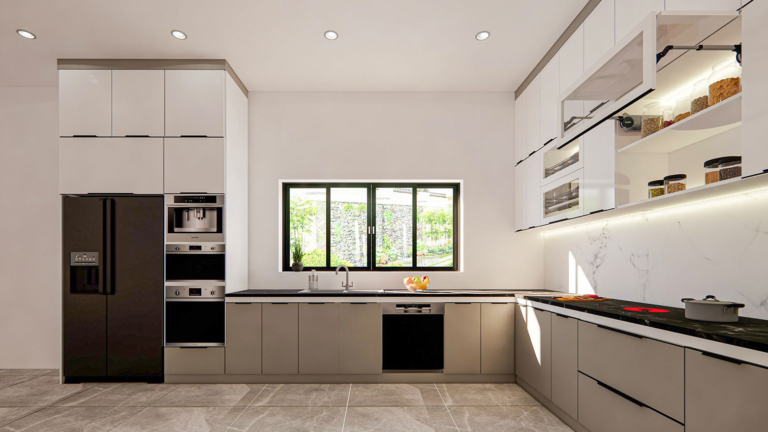 Tủ bếp hiện đại chữ U dài 13.3 mét