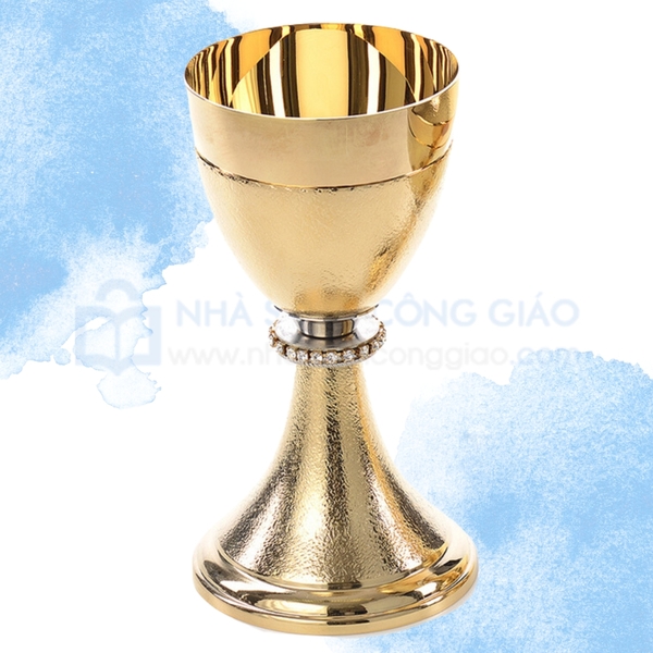 Chén lễ xi vàng Italy CLXVV277 Mẫu tay nắm gắn đá đơn giản 