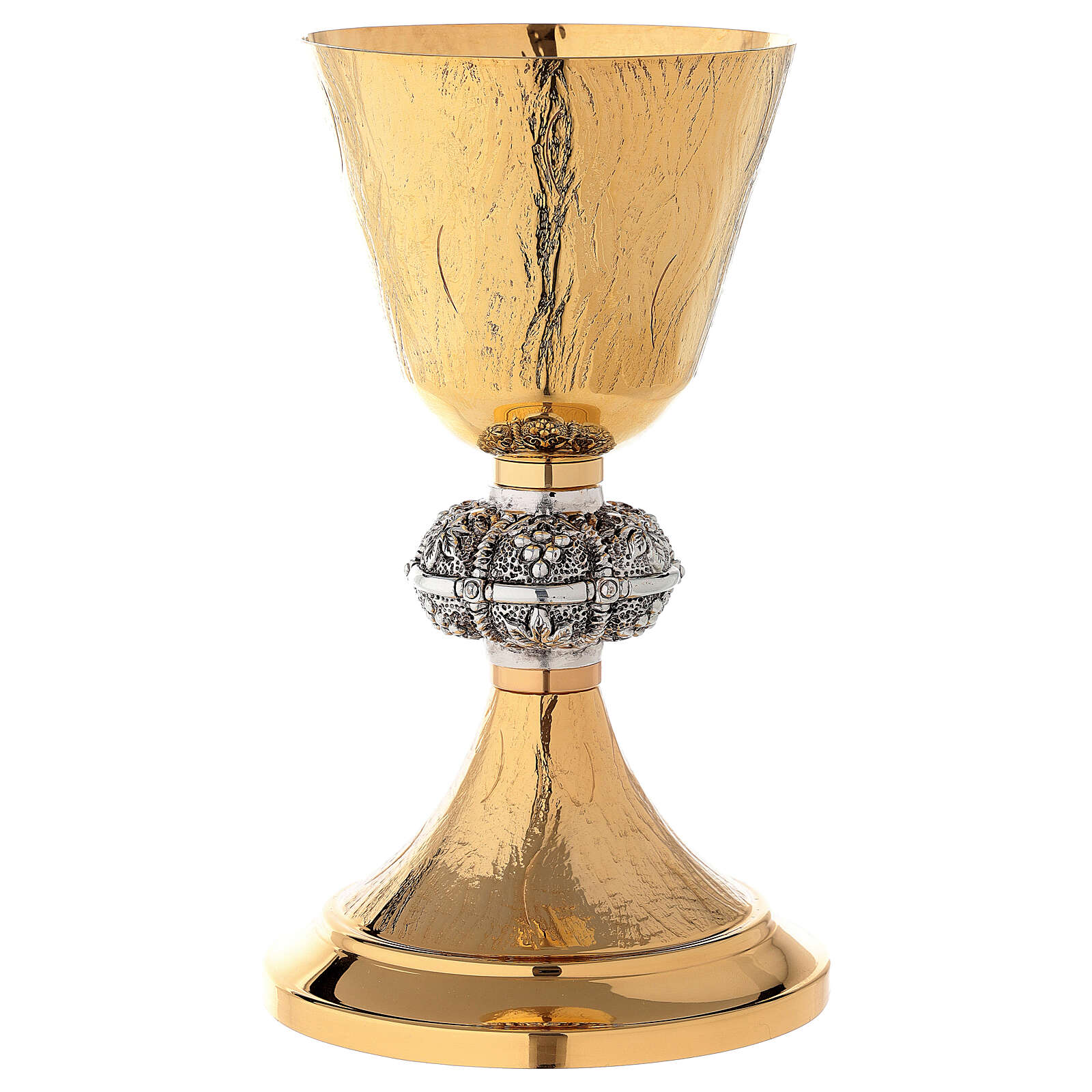 Chén Lễ Italy xi vàng CLXV150 - Mẫu tay nắm khắc Thánh Giá và chùm nho