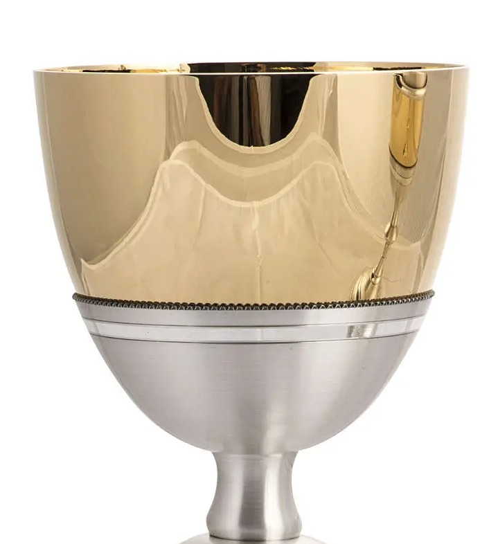 Chén lễ xi vàng CLXV337 Mẫu tinh tế nền bạc 19cm
