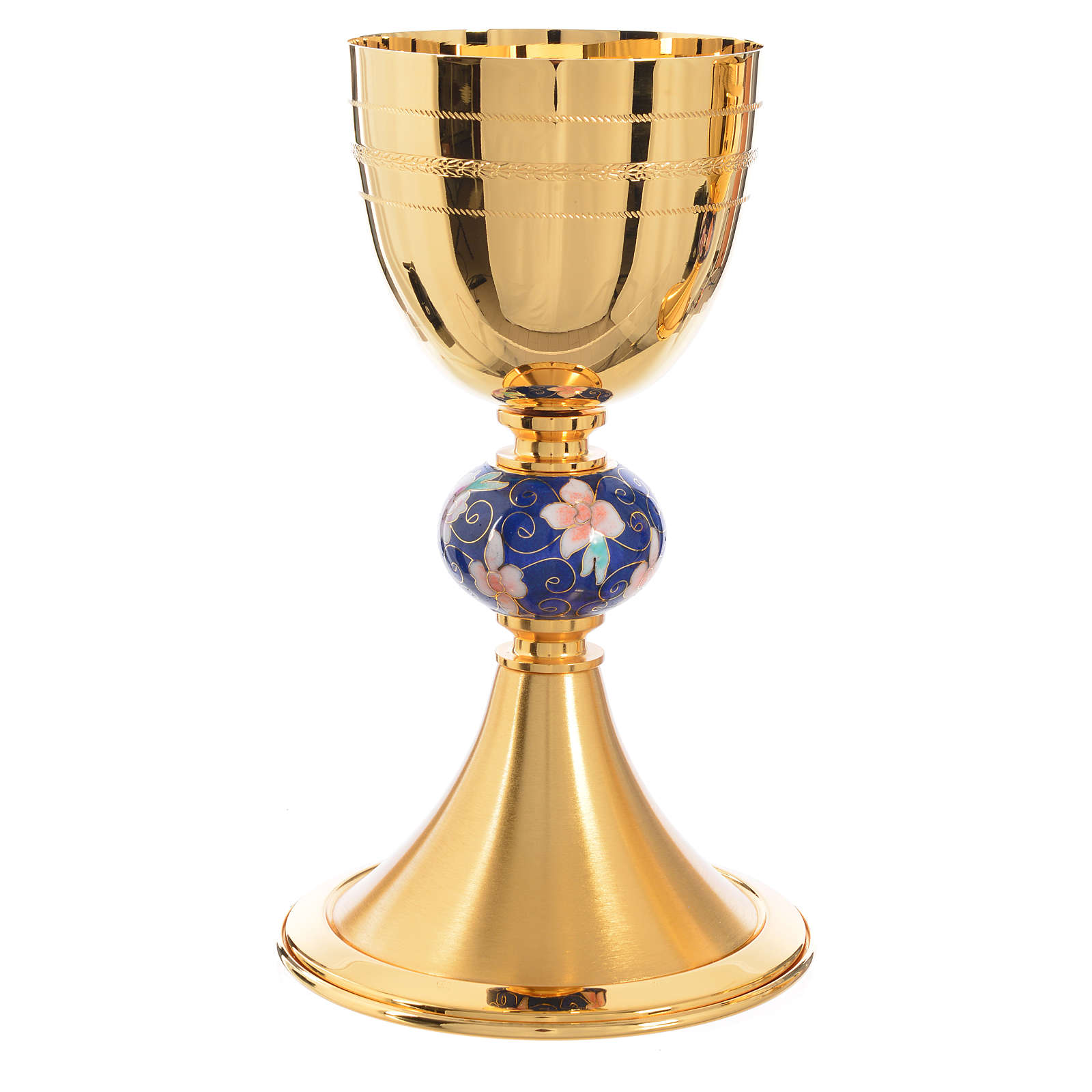 Chén lễ Italy xi vàng CLXV396 Mẫu tay nắm gốm sứ hoa văn 21cm