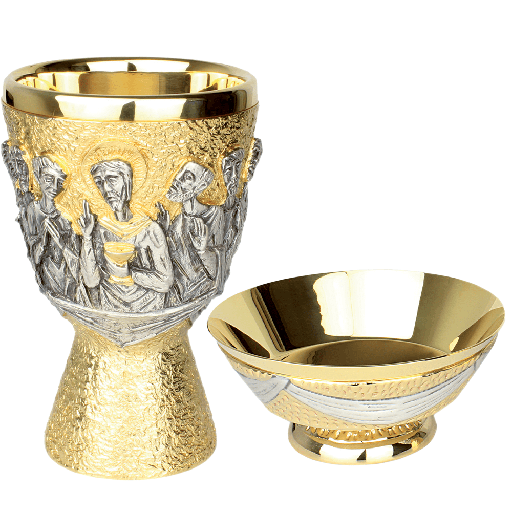 Chén Lễ Italy xi vàng CLXV6408 - Mẫu chạm khắc Bữa Tiệc Ly 18cm