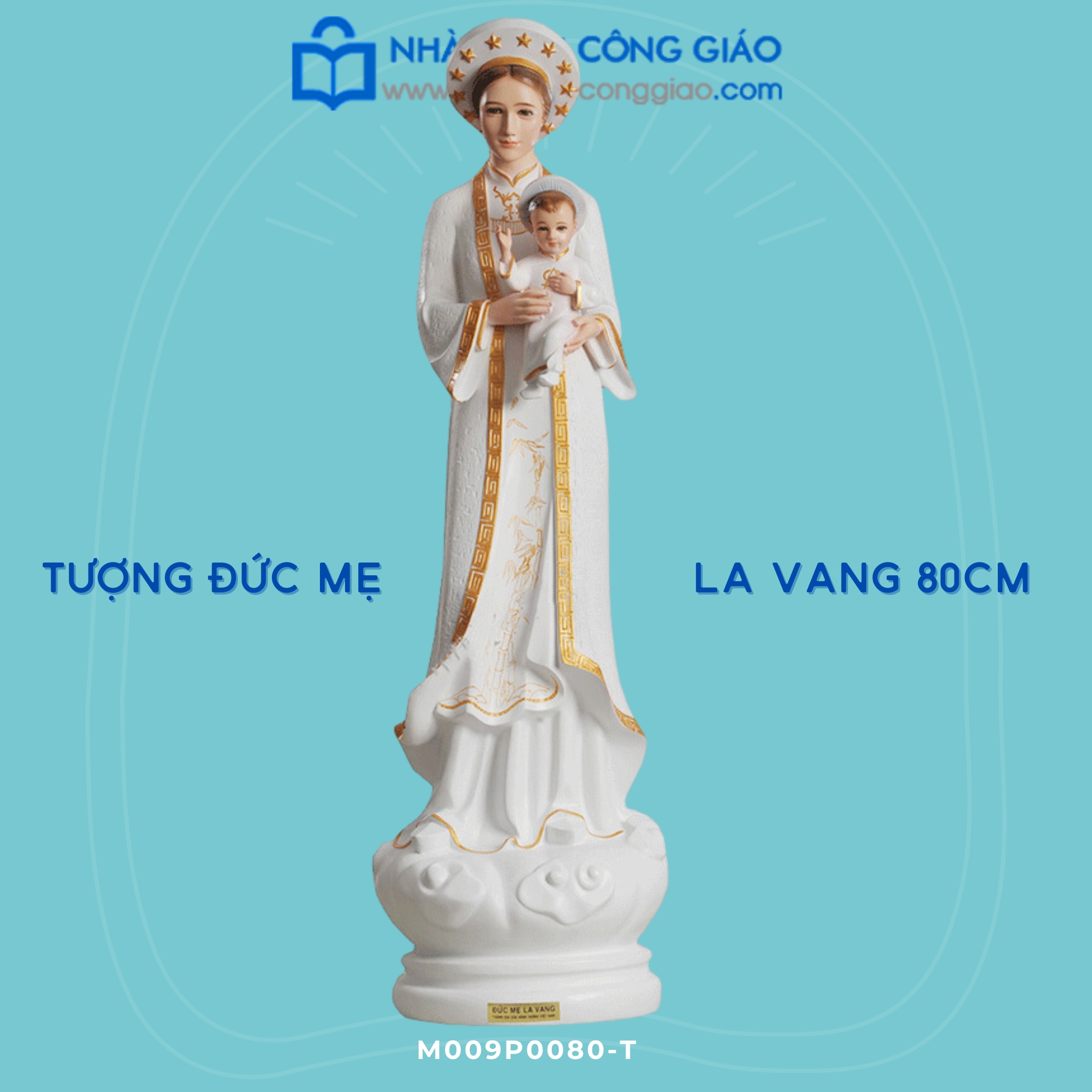 Tượng Đức Mẹ La Vang 80cm - Trắng - Đức Mẹ Áo dài