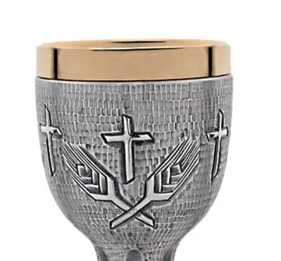 Chén Lễ Italy CLXV2186 chạm khắc Thánh giá và lúa mì