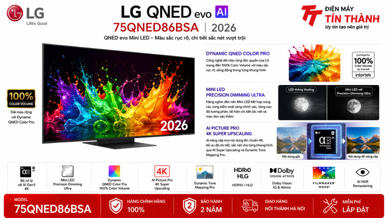 Tivi LG 75QNED86BSA có phù hợp phòng khách 35m2 không?