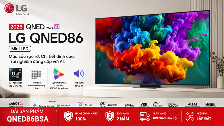 Tivi LG QNED86BSA 2026: Dòng QNED Mini LED 120Hz Đáng Chú Ý Của LG