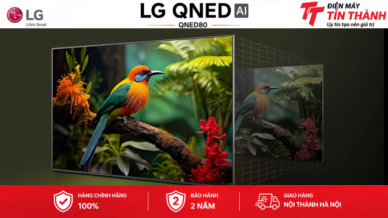 4K Super Upscaling trên Smart Tivi QNED LG AI 4K 55 Inch 55QNED80ASA