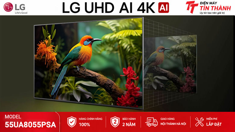 4K Super Upscaling trên Smart Tivi LG UHD AI 4K 55 Inch 55UA8055PSA