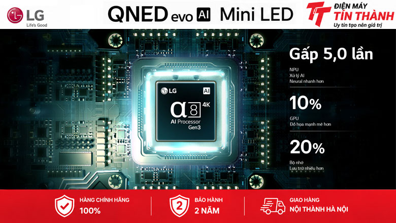 Smart Tivi QNED evo LG AI 4K 86 inch 86QNED86BSA - Bộ xử lý Alpha 8 AI 4K