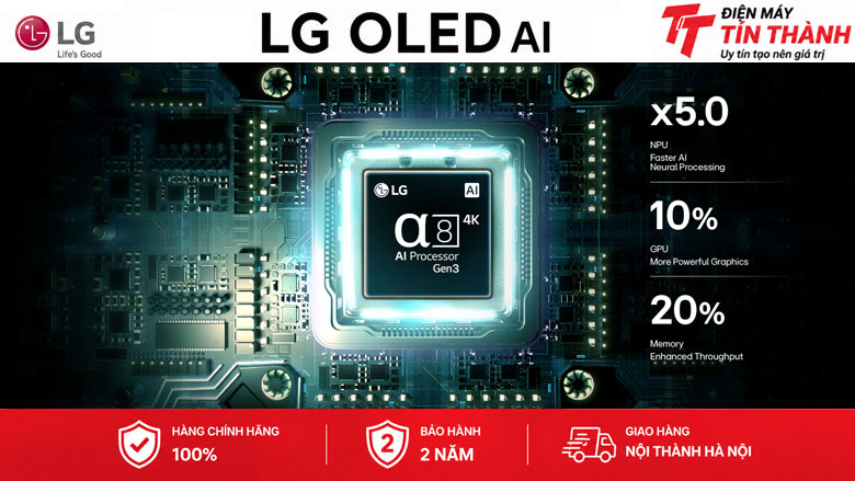 Smart Tivi OLED LG AI 4K 55 inch OLED55B6PSA - Bộ xử lý Alpha 8 AI 4K thế hệ thứ 3