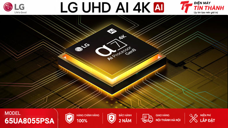 Smart Tivi LG AI 4K 65 inch 65UA8055PSA - Bộ xử lý AI alpha 7 4K Gen8