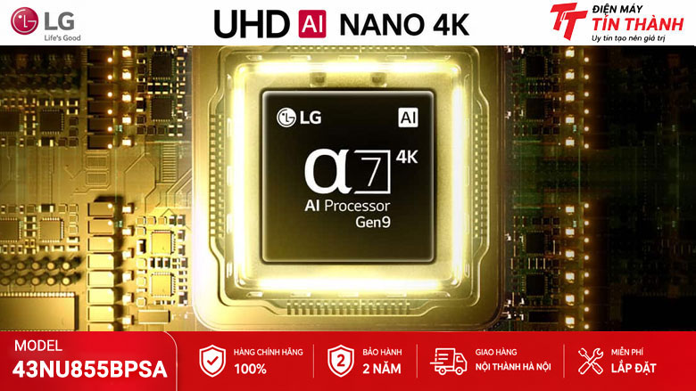 Smart Tivi LG AI 4K 43 inch 43NU855BPSA - Bộ xử lý AI Alpha 7 Gen9