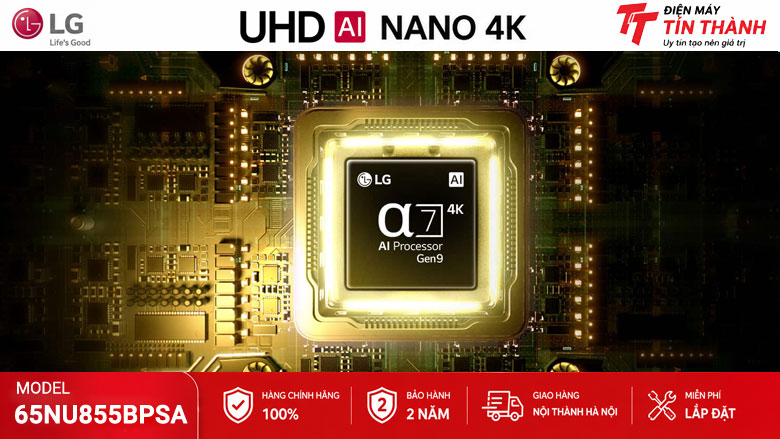 Smart Tivi LG AI 4K 65 inch 65NU855BPSA - Bộ xử lý AI Alpha 7 Gen9