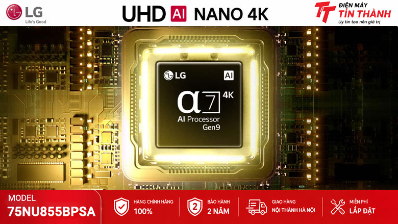 Smart Tivi LG AI 4K 75 inch 75NU855BPSA - Bộ xử lý AI Alpha 7 Gen9