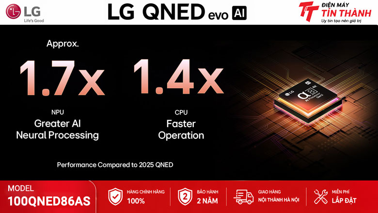 Bộ xử lý alpha 8 AI Processor 4K Gen2 trên LG 100QNED86AS