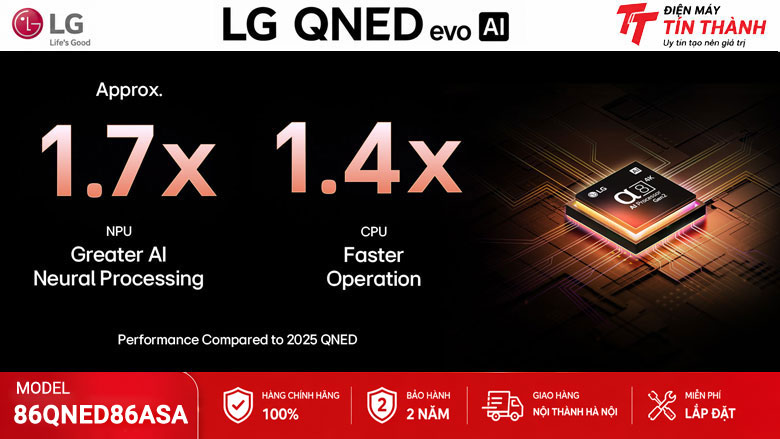 Bộ xử lý alpha 8 AI Processor 4K Gen2 trên LG 86QNED86ASA