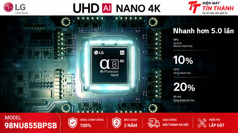 Bộ xử lý alpha 8 AI Processor 4K Gen3 trên LG 98NU855BPSB