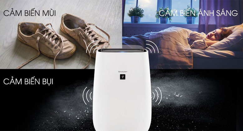 Cảm biến bụi mùi và ánh sáng trên Sharp FP-J40E-W