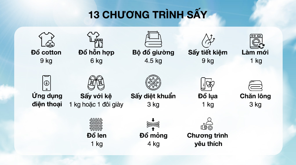 13 chương trình sấy