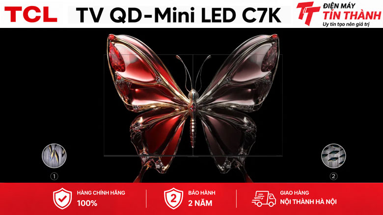 Google Tivi QD-Mini LED TCL AI 4K 75 inch 75C7K - Tấm nền CrystGlow HVA
